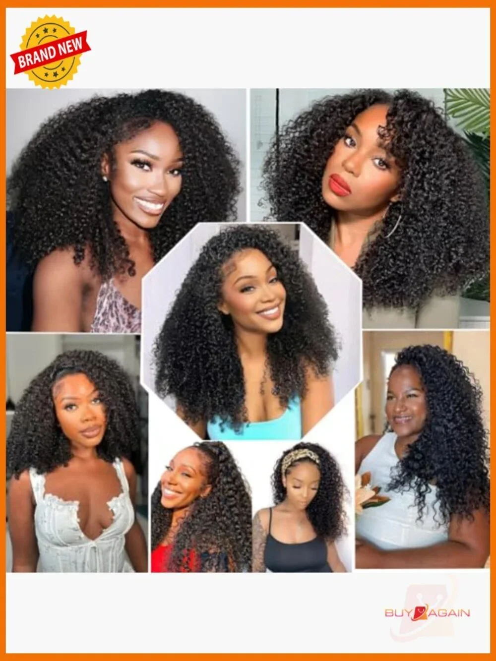 200% Density Kinky Curly Half Wig Human Hair Glueless 18in